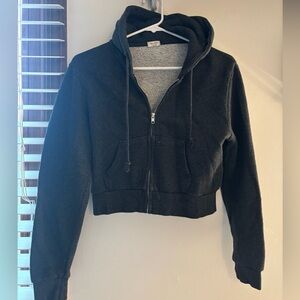Brandy Melville Charcoal Zip-Up Hoodie